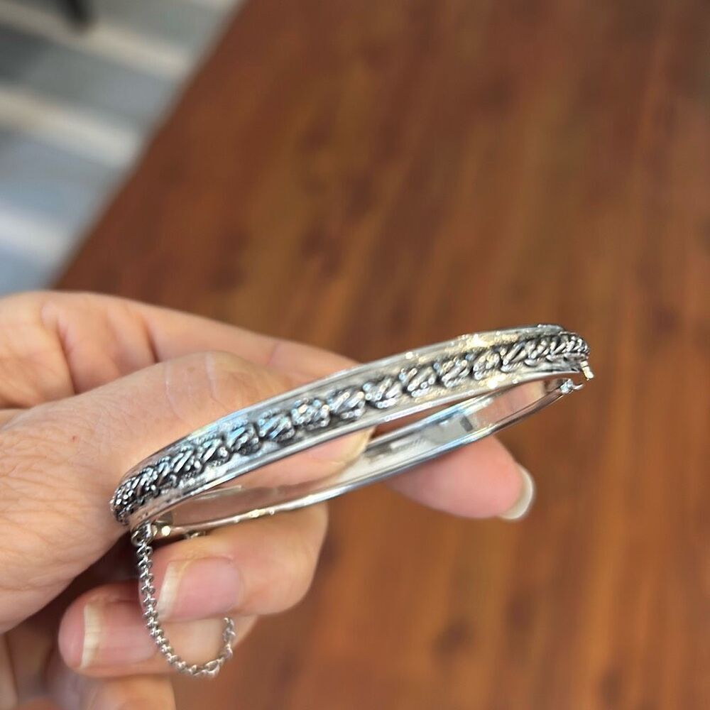 Whiting & Davis Silver Thin Bangle Bracelet - image 3